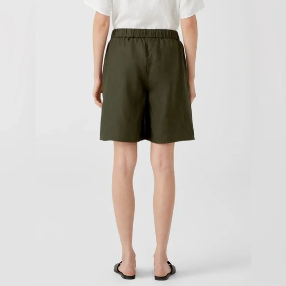 Eileen Fisher Organic Linen Drawstring Shorts Black Size Large - Picture 4 of 12